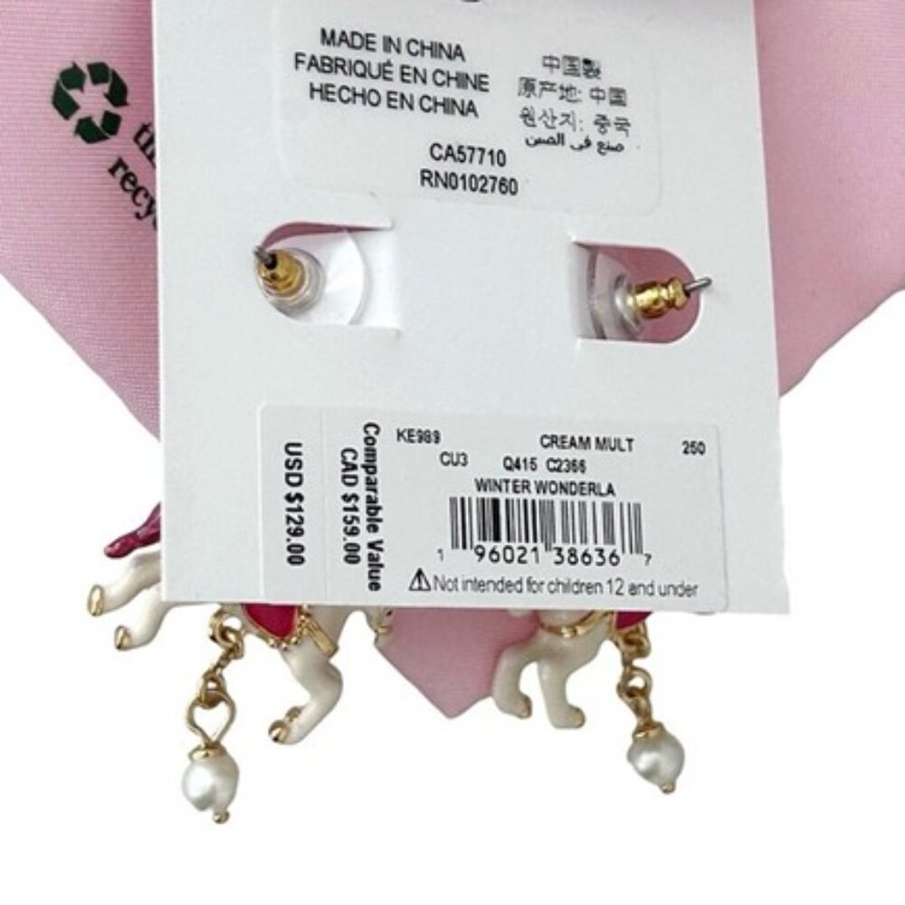 Kate Spade Winter Wonderland Crystal & Enamel Carousel Statement Earrings NWT - Picture 3 of 4